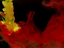 MS SLO MO Red and yellow ink falling into aquarium / Sao Paulo, Brazil Stock Footage