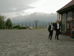 Pan at the entrance to Buda Castle Stock Footage