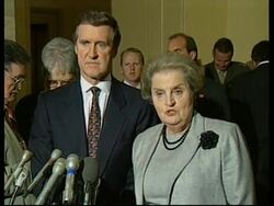 USA: MADELEINE ALBRIGHT KOSOVO CRISIS PRESS CONFERENCE News Clip