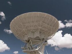 Medium Long Shot static - A satellite dish points skyward / New Mexico, USA Stock Footage