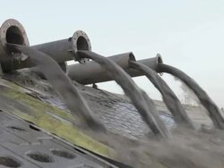 WS pipes gushing muddy water / Vientiane, Laos Stock Footage