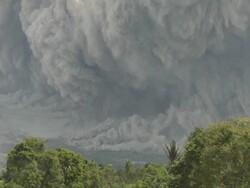 Sinabung Volcano Erupts Large Clouds Of Volcano Ash Stock Footage