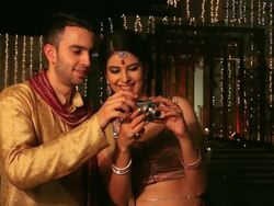 Couple celebrating diwali festival, Delhi, India Stock Footage