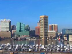 HD Baltimore Skyline Pan_1 (1080/24P) Stock Footage