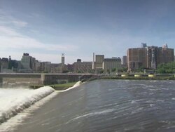 MS St Anthony falls on mississippi river / Minneapolis, Minnesota, United States  Stock Footage