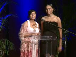 SPEECH: Yvette Cook and Cynthia Bailey announce the science and technology award, Bailey pokes fun at herself ts at The 2012 Diamond Awards - Hosted by The Not Alone Foundation Stock Footage
