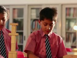 Group of school students making projects, Delhi, India Stock Footage