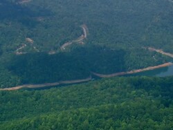 WS AERIAL ZI ZO DS View of Cumberland Gap / Tennessee, United States Stock Footage