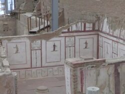 Houses on the slopes, Ephesus, Turkey Stock Footage