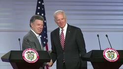 CLEAN : In Bogota US Vice President shows support for FARC talks News Clip