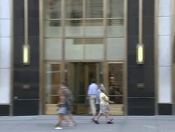 WS, PAN, Street scene at Bergdorf Goodman store, Fifth Avenue, New York City, New York, USA Stock Footage