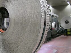 MS Printing machine in gravure printing office / Itzehoe, Schleswig-Holstein, Germany  Stock Footage