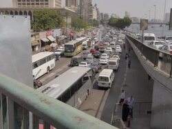 Busy traffic in Cairo city centre News Clip