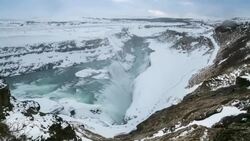 HD Time-lapse: Gulfoss Golden Falls waterfall Iceland in winter Stock Footage