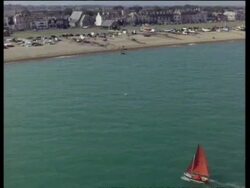 Aerial of Deal, near Dover, Kent, UK  1984 Stock Footage