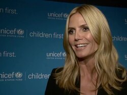 INTERVIEW - Heidi Klum at 2014 UNICEF Children's Champion Award Dinner Stock Footage