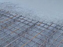 Reinforced Concrete Floor on Construction Site PAN Stock Footage