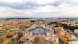 Aerial view timelapse of the Vatican Saint Peter's square from Dome. Rome, Italy. April, 2016. Stock Footage