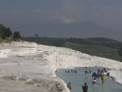 Travertines, Pamukkale (Hierapolis), Turkey Stock Footage