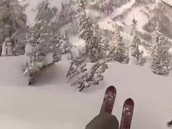POV of a skier skiing on a snow covered mountain in the winter. - Model Released - HD Stock Footage