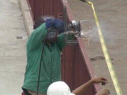 (HD1080i) Construction: Welding With Clamp Stock Footage
