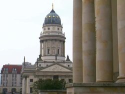 CU Shot of Gendarmenmarkt, Deutscher Dom / Berlin, Germany Stock Footage