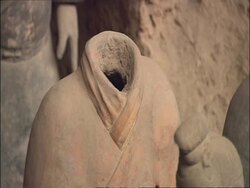 Detail of headless Terracotta Warrior, Museum of Qin, Xian, China Stock Footage