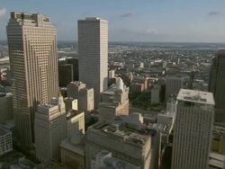 AERIAL WS Group of building near by river / New Orleans, Louisiana, United States Stock Footage