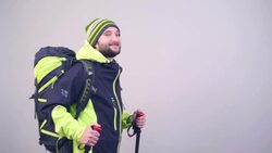 cheerful tourist showing thumb in the studio Stock Footage