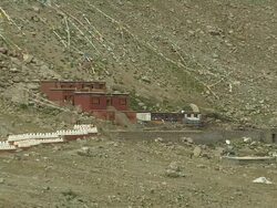 Wide Block Shot Monastery Purang Tibet China Stock Footage