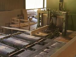 Log Cut into Lumber in a Sawmill Stock Footage