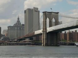 Lower Manhattan Viewed From Brooklyn Side of East River Stock Footage