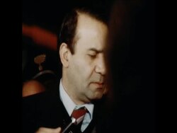 UPITN 17/02/80 THE ARRIVAL OF IRANIAN FOREIGN MINISTER GHOTBZADEH AND PRESS CONFERENCE News Clip