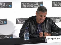 INTERVIEW: George Clooney on politicians knowing the difference between right and wrong at the The Ides of March Press Conference: 55th BFI London Film Festival at London England. (Footage by WireImage Video/Getty Images Entertainment Video) Stock Footage