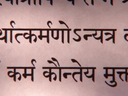 CU PAN Bhagavad Gita in Sanskrit / New York City, New York, USA  Stock Footage