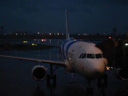 Airport at night Stock Footage