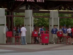 MS PAN  People entering from third base gate at Citizen's Bank Park baseball stadium.and Phillies Program booth standing near enterance/ Philadelphia, Pennsylvania, United States  Stock Footage