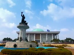 WS T/L TU National Assembly in Yeouido  / Seoul, South Korea  Stock Footage