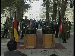 Schroeder praises elections, meets Karzai News Clip