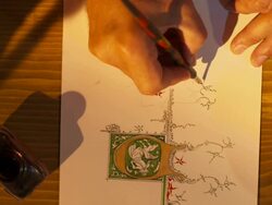 HD: Hand Carefully Drawing Calligraphy Ornate Stock Footage