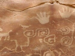 HD Video large panel of Mesa Verde NP Petroglyphs Colorado Stock Footage