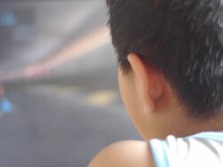 It's bad for children to play computer games. Stock Footage