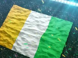Flag of the Ivory Coast at the stadium Stock Footage