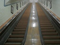 MS Shot of empty escalators / Antwerp, Belgium Stock Footage