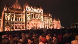 CLEAN : Hungarian protesters hold anti PM Orban indignation rallies News Clip