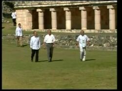 Presidents Bush, Calderon visit Uxmal Mayan ruins News Clip