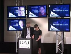 INTERVIEW: Lea Michele announces the nominees for featured actor and actress in a musical at the 64th Annual Tony Award Nominations Announcement at New York NY. Stock Footage