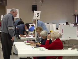 MS, People registering at polling place, St, Marys, Ohio, USA Stock Footage