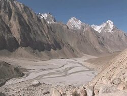 Baltoro glacier and Meltwater river, Himalayas Stock Footage