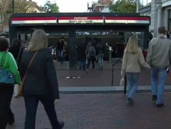 WS People exiting and entering harvard transportation terminal / Cambridge, Massachusetts, United States Stock Footage